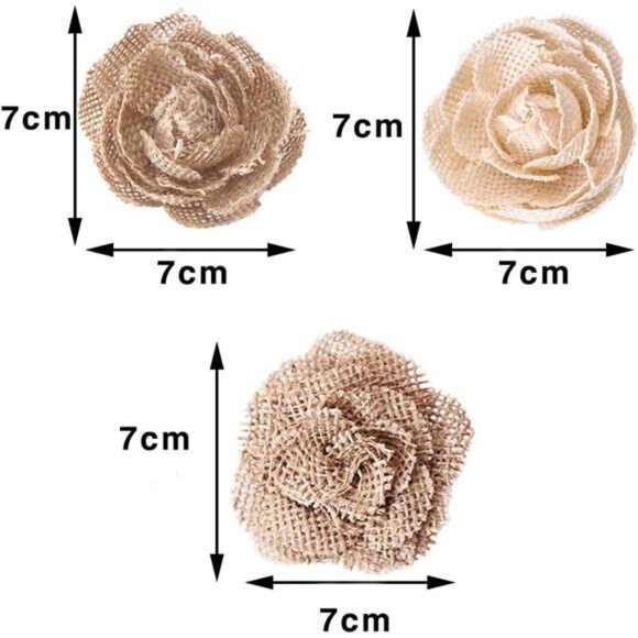 Natural Burlap Flowers Assorted Handmade Burlap Rose for Wedding - Picture 3 of 8
